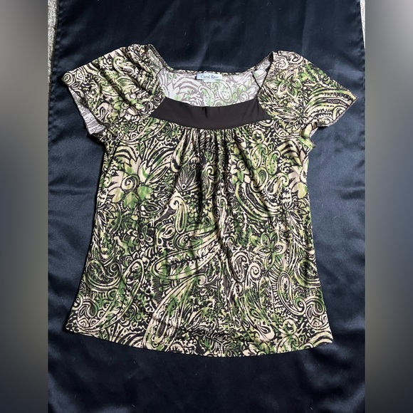 Carol Rose Tops Carol Rose Brown And Green Printed Shirt Poshmark